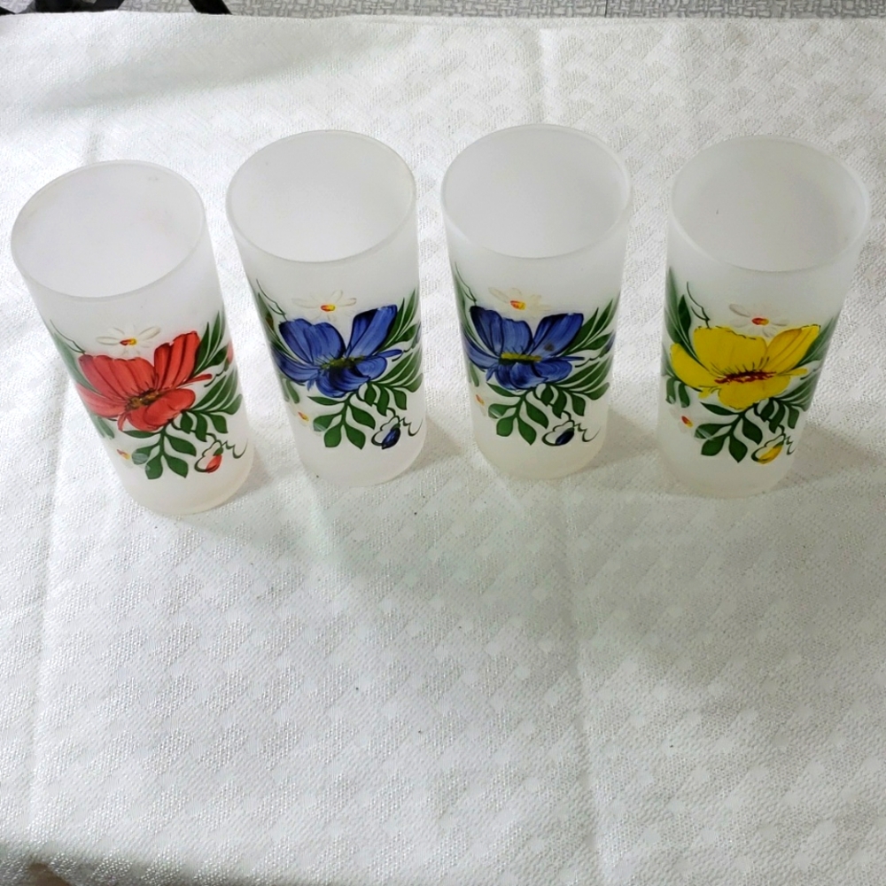 MCM Federal Glass‎ 4 Frosted Tumblers